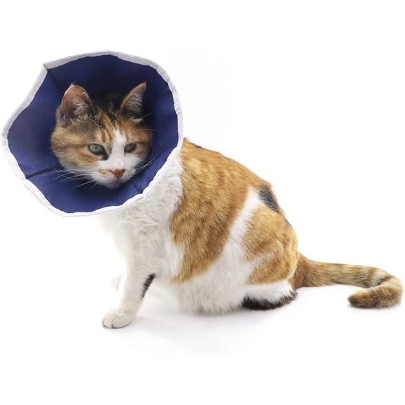 Soft Cat Recovery Collar Cat Cone E Collar Nonwoven Fabric Elizabethan Collar Loops-Protective Wound Healing Specially Designed for Cats and Puppies - Easy to Eat and Drink