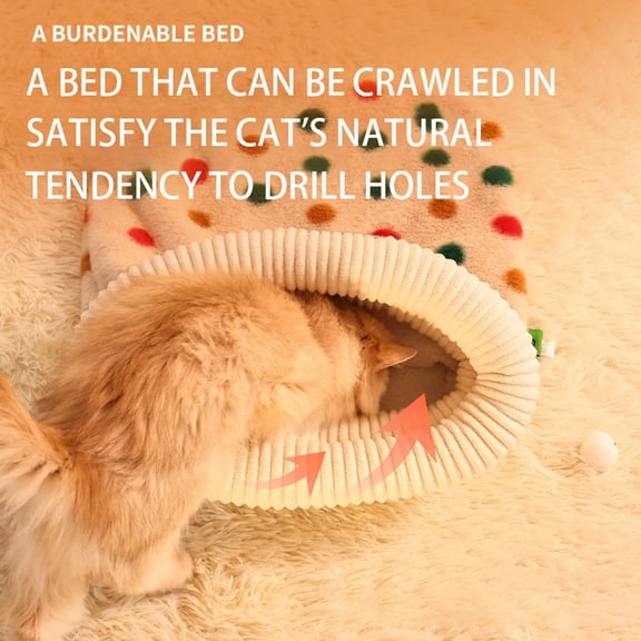 Soft Cat Sleeping Bed Indoor Cozy Pouch with Polka Design for Warm Winter Comfort and Napping