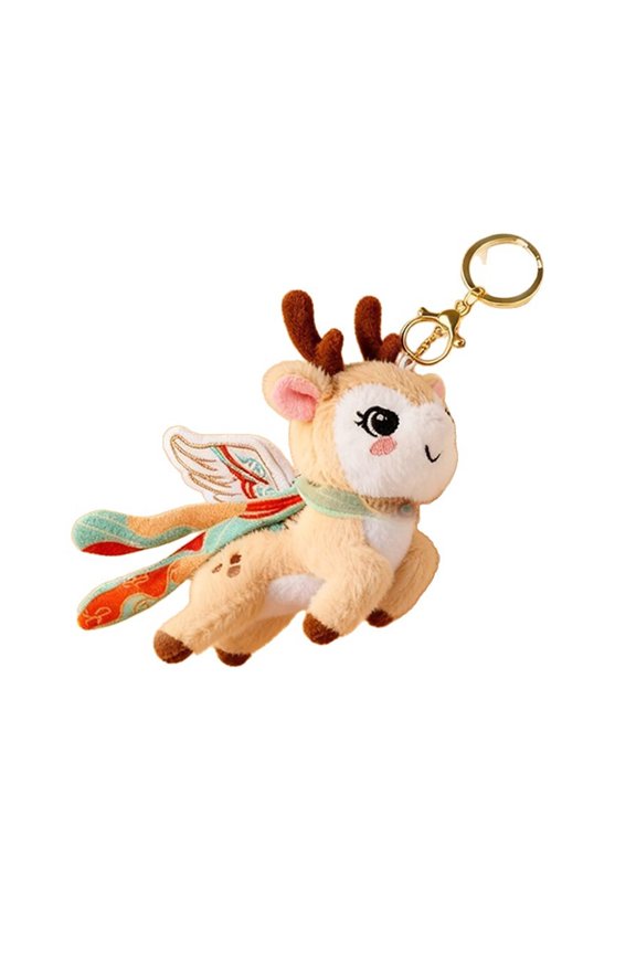 Soft Cats/Deer Plush Doll Key Holder Stuffed Toy Shaped Keychain Bag Pendant Multipurpose Accessory for Daily Use
