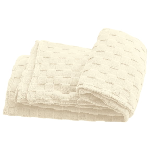 Soft Checkered Blanket for Couch, Super Soft Warm Lightweight Checkered Pattern Blanket for All Seasons, White, 39.37 x 59.06 in