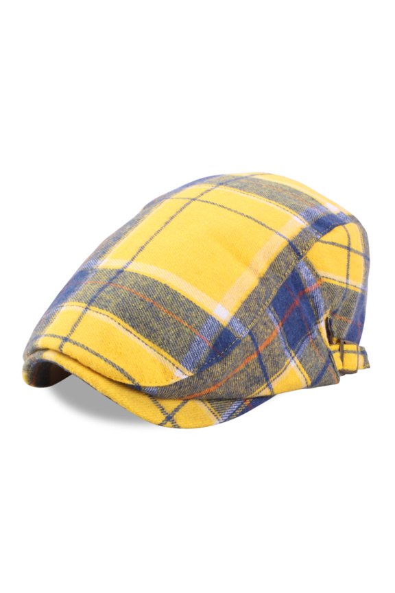 Soft Checkered Cotton Cap British-Inspired Neutral Design, Perfect for Everyday & Outdoor Occasions