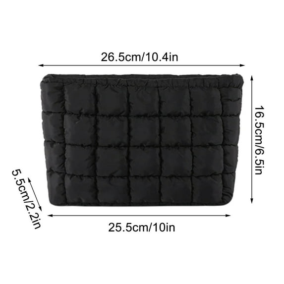 Soft Checkered Quilted Puffy Makeup Bag for Women, Aesthetic Puffer Cosmetic Bag Pouch for Purse Fashionable and Versatile Casual and Stylish Small Bag