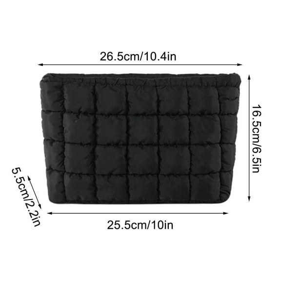 Soft Checkered Quilted Puffy Makeup Bag for Women, Aesthetic Puffer Cosmetic Bag Pouch for Purse Fashionable and Versatile Casual and Stylish Small Bag