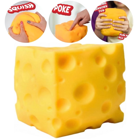 Soft Cheese Shaped Squishies, Stress Relief Fidget Toy, Realistic Food Simulation Decor