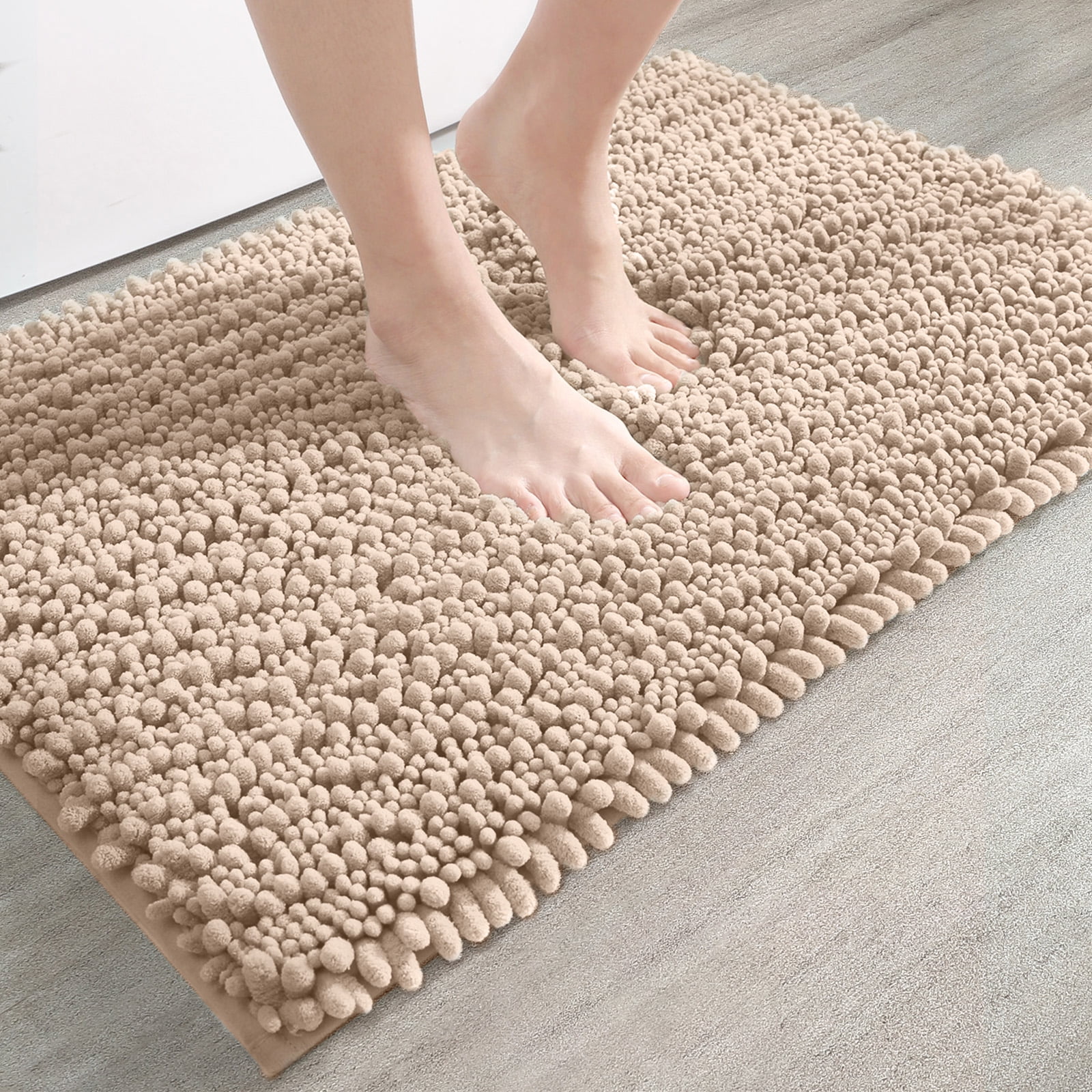 Yeaban Taupe Bathroom Rugs – Thick Chenille Bath Mats | Absorbent and  Washable Bath Rug Non-Slip, Plush and Soft Rugs for Bathroom, Kitchen,  Shower
