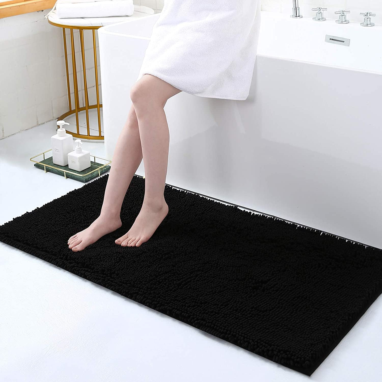 Soft Chenille Bathroom Rugs 24"x47" Absorbent Shaggy Bath Mat Washable ...