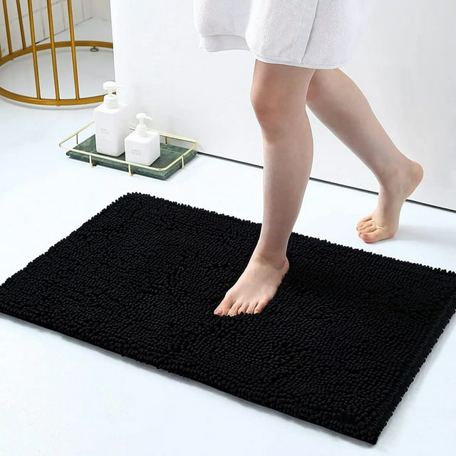 Soft Chenille Bathroom Rugs Absorbent Shaggy Bath Mat Washable Plush