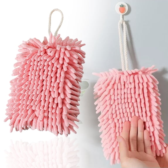 Soft Chenille Hand Towel Pack of 1 Hanging Water - Absorbent Quick-Dry Towels for Kitchen Bathroom Hand Drying Cleaning with Creative Decoration - Clearance(C)