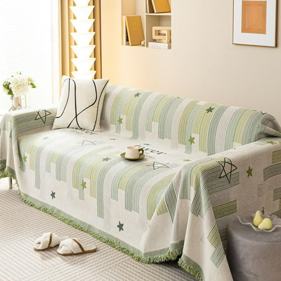Soft Chenille Sofa Cover, Minimalist One-Piece Sofa Cover Blanket, Double Sided Chenille Slipcover Furniture, for Kids Pets