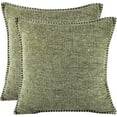thumbnail image 1 of Soft Chenille Textured Pillow Covers Set of 2 (24 x 24 inch Heather Olive Green) with Stitched Edge / Soft Cozy Large Cushion Covers / Modern Square Pillow Cases / Decorative Farmhouse Euro Shams, 1 of 5
