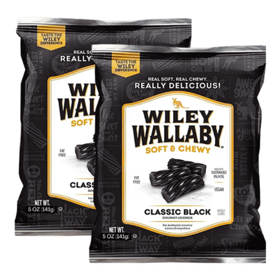 Soft and Chewy Classic Black Licorice Candy Twists Great for Snack Halloween Trick or Treats Christmas Stocking Stuffers Birthday Party Favors 5oz - Pack of 2