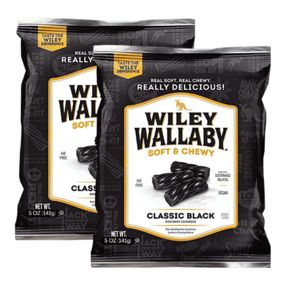 Soft and Chewy Classic Black Licorice Candy Twists Great for Snack Halloween Trick or Treats Christmas Stocking Stuffers Birthday Party Favors 5oz - Pack of 2