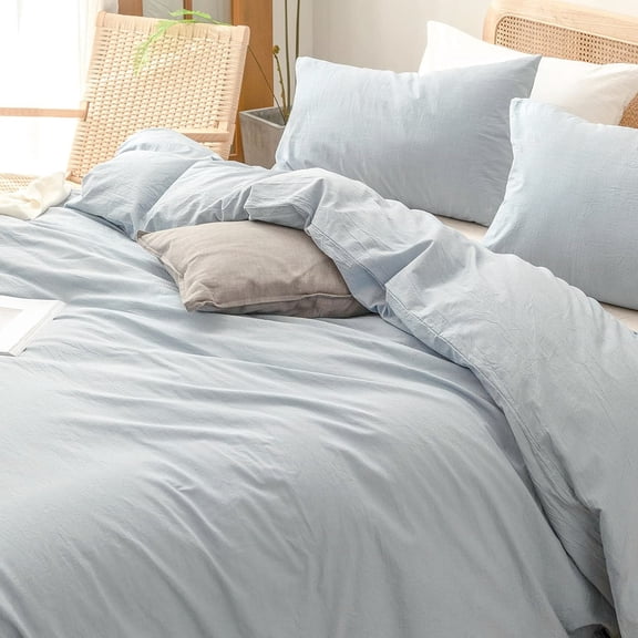 Soft Chic Cornflower Blue Duvet Cover Set 3 Pieces Queen Size Bedding Set