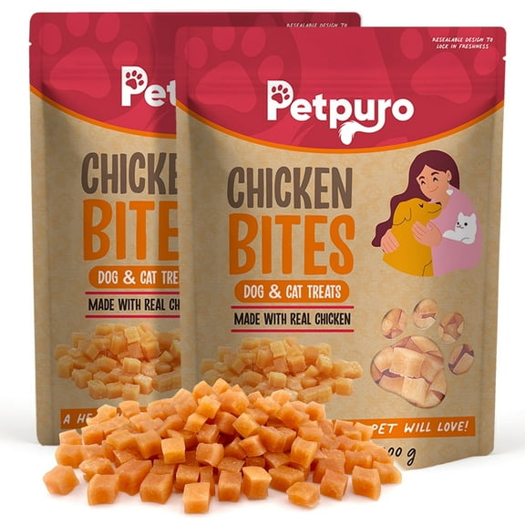 ( 2 Pack ) PETPURO Chicken Training Treats for Small Dogs and Puppies, Soft Chewy Bites, High Protein, Grain Free, 10.6 oz Resealable Bag