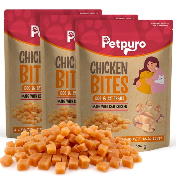 (3 Pack) Chicken Training Treats for Small Dogs & Puppies – Soft Chewy Bites, High Protein, Grain Free 10.6 oz Resealable Bag