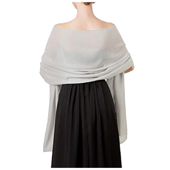 Soft Chiffon Wraps Shawls For Women Dress Accessories Elegant Lightweight Evening Cover Up Bridal Party Stole, S, Silver
