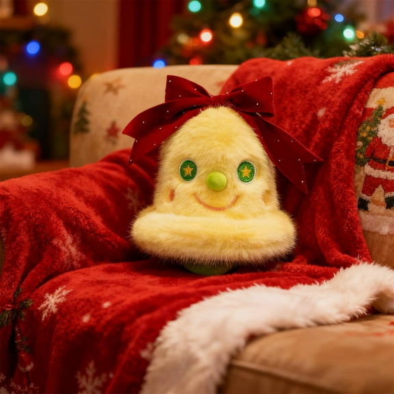 Soft Christmas Bell Ornament 6 Inches – Plush Jingle Bell Hanging Decor for Tree Car Wreath Gift Wrap Stocking Stuffer Holiday Party Favor Festive Home Accent