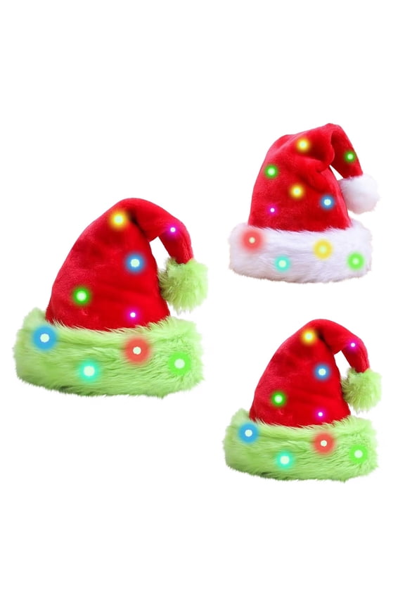 Soft Christmas Cap With Multicolor LED Lights Battery Operated Festive Holiday Party Accessory