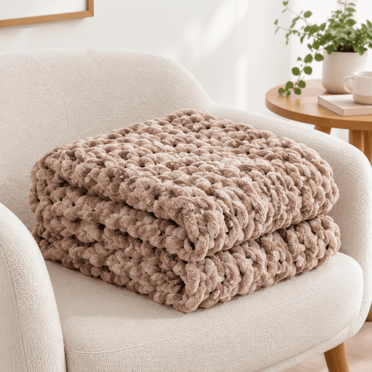 Soft Chunky Knit Blanket 50x60 In Handmade Thick Chenille Yarn Throw ...