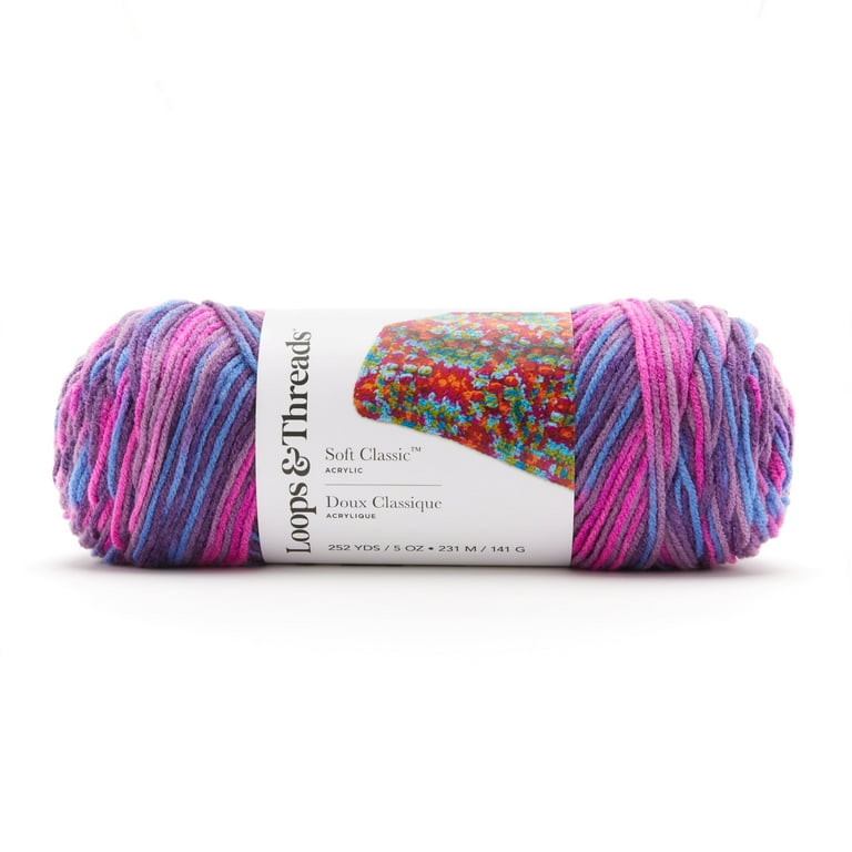 Soft Classic Multi Ombre Yarn by Loops Threads Multicolor Yarn for Knitting Crochet Weaving Arts Crafts Orchard Mist Bulk 12 Pack