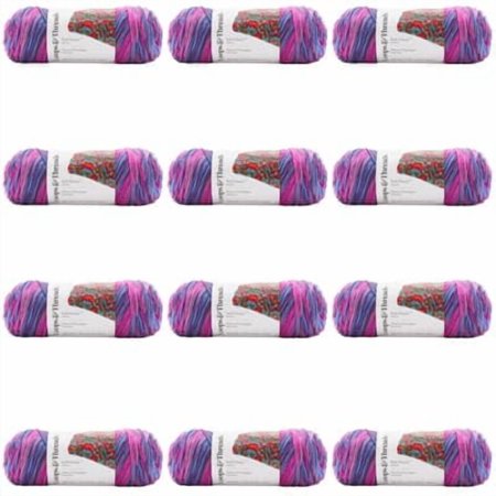 Loops & Threads Soft Classic Multi Ombre Yarn - Multicolor Yarn for Knitting, Crochet, Weaving, Arts & Crafts - Orchard Mist, Bulk 12 Pack