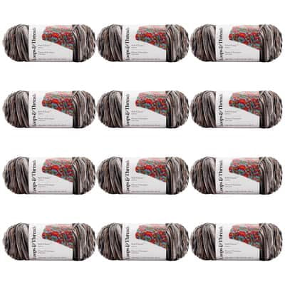 Loops & Threads Soft Classic Multi Yarn - Multicolor Yarn for Knitting, Crochet, Weaving, Arts & Crafts - Granite, Bulk 12 Pack