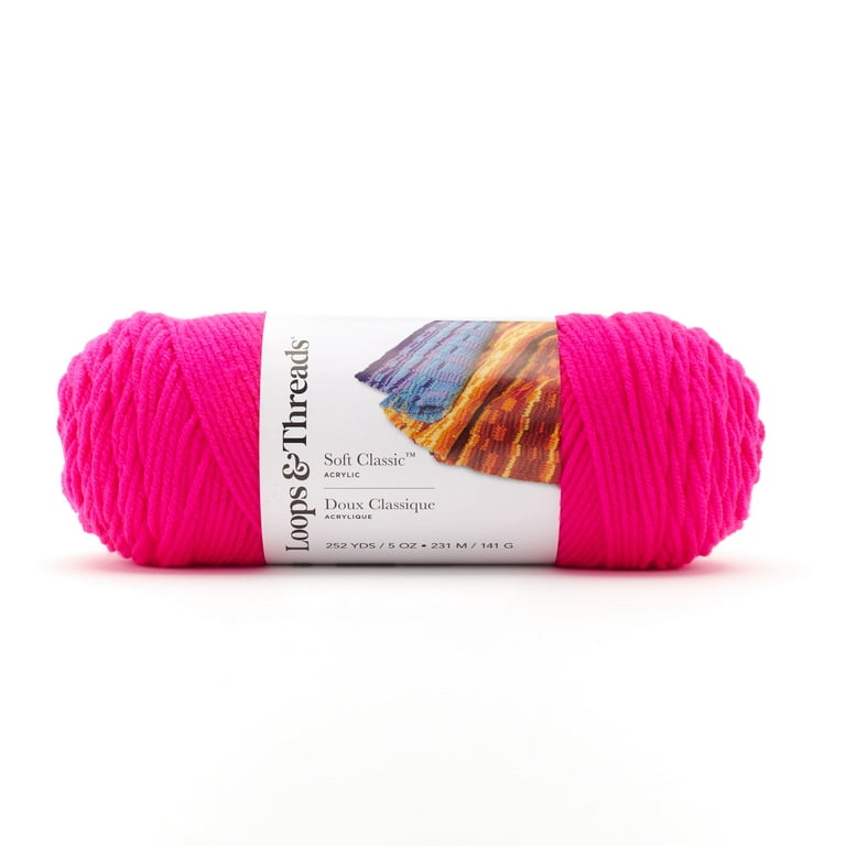 Soft Classic Neon Yarn by Loops & Threads - Neon Yarn for Knitting,  Crochet, Weaving, Arts & Crafts - Neon Pink, Bulk 12 Pack 