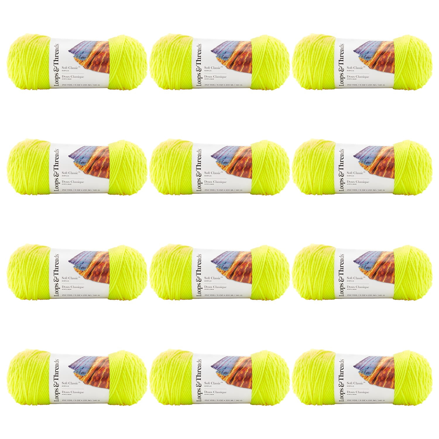 Loops & Threads Soft Classic Neon Yarn - Neon Yellow, Knitting