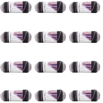 Loops & Threads Soft Classic Ombre Yarn - Ombre Yarn for Knitting, Crochet, Weaving, Arts & Crafts - Gray Ombre, Bulk 12 Pack