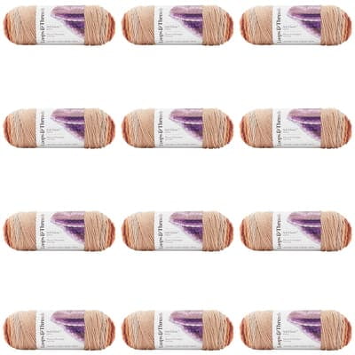 Loops & Threads Soft Classic Ombre Yarn - Ombre Yarn for Knitting, Crochet, Weaving, Arts & Crafts - Taupe Ombre, Bulk 12 Pack