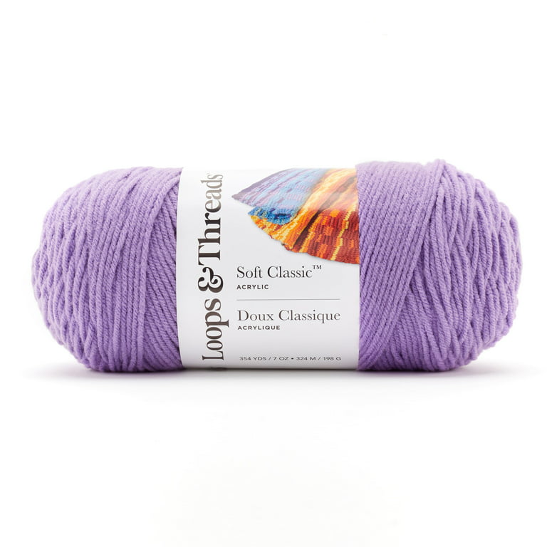 Soft Classic Solid Yarn by Loops & Threads - Solid Color Yarn for Knitting,  Crochet, Weaving, Arts & Crafts - Amethyst, Bulk 12 Pack 