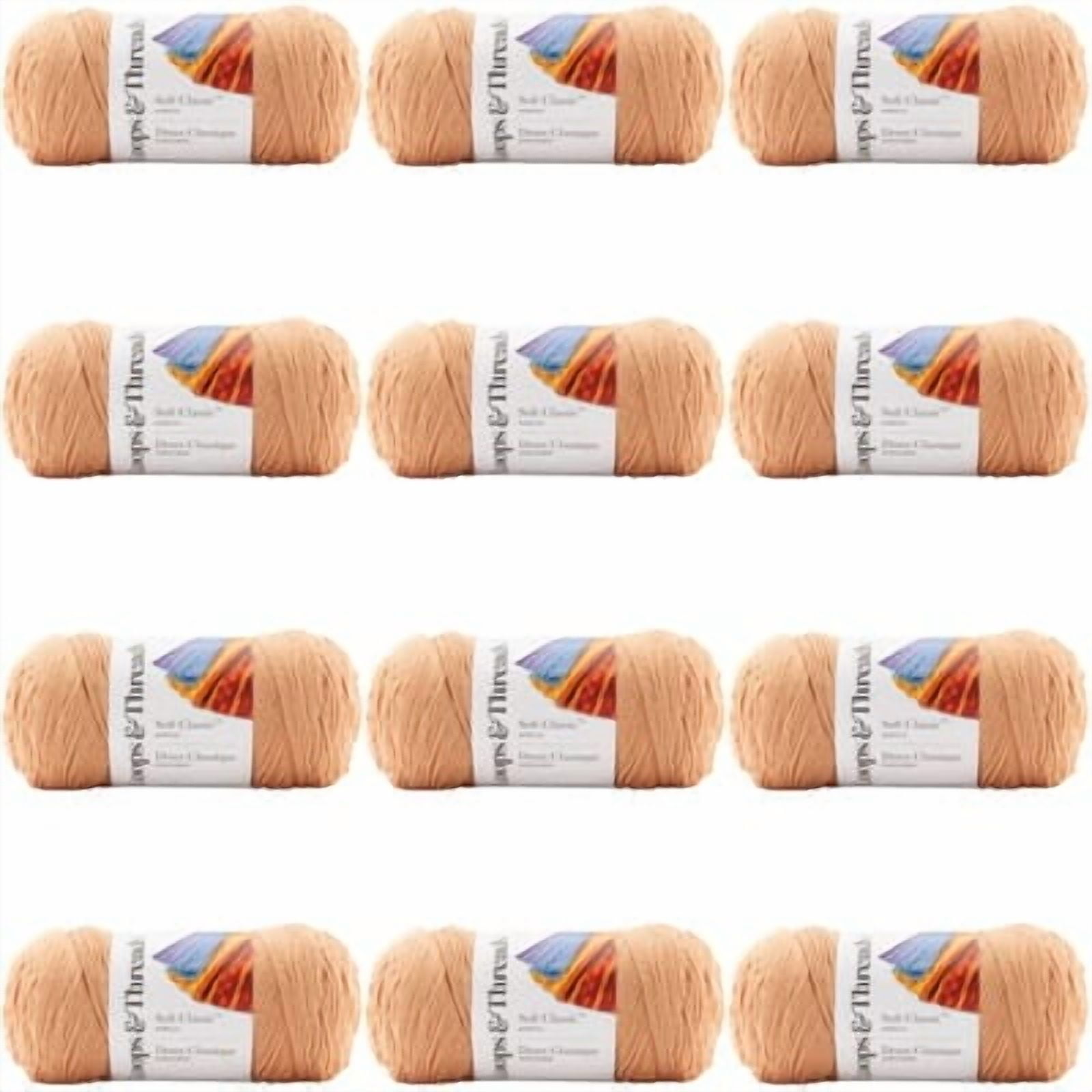 Loops & Threads Soft Classic Solid Yarn - Solid Color Yarn for Knitting, Crochet, Weaving, Arts & Crafts - Bisque, Bulk 12 Pack