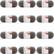 Loops & Threads Soft Classic Solid Yarn - Solid Color Yarn for Knitting, Crochet, Weaving, Arts & Crafts - Charcoal, Bulk 12 Pack