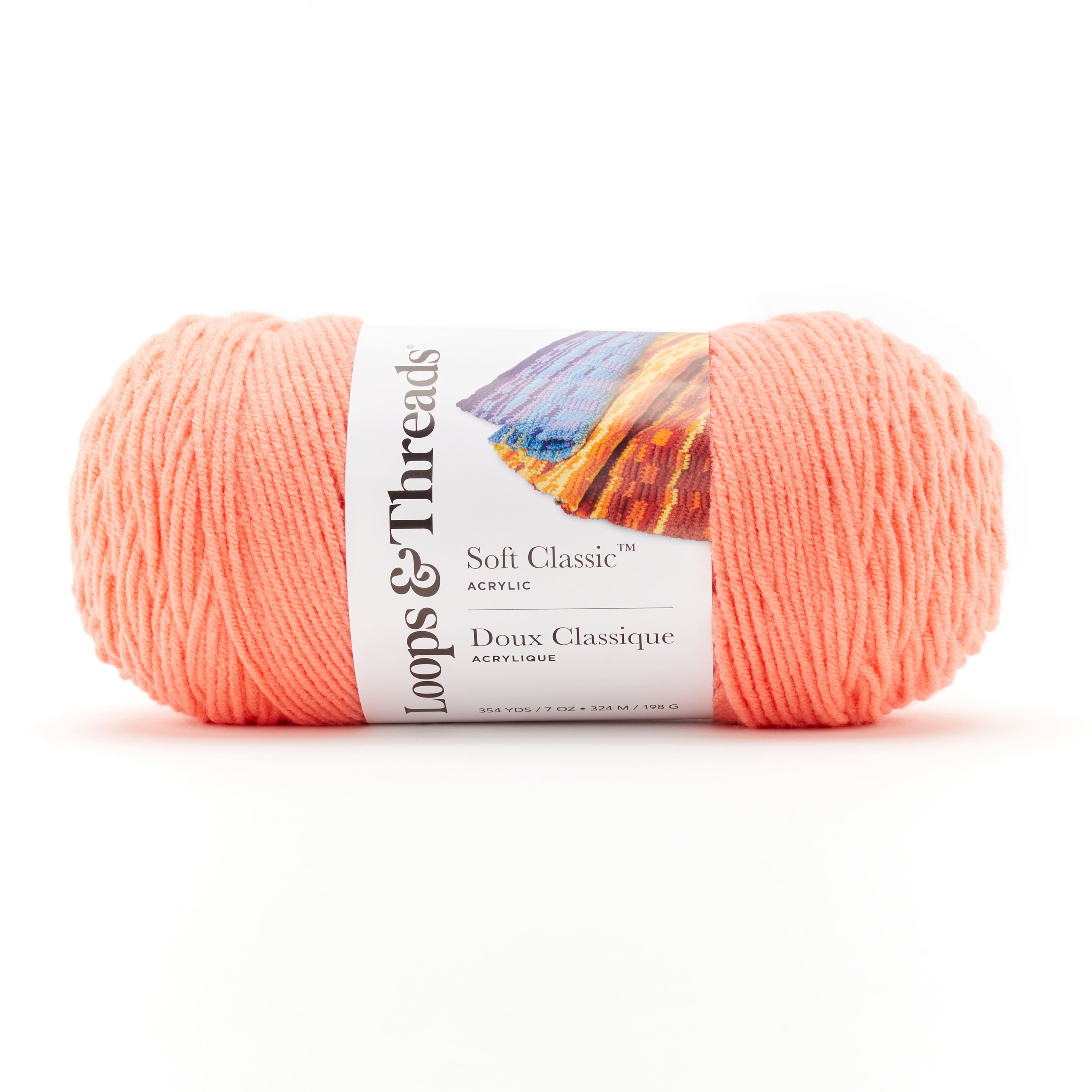 Soft Classic Solid Yarn by Loops & Threads - Solid Color Yarn for Knitting,  Crochet, Weaving, Arts & Crafts - Coral, Bulk 12 Pack