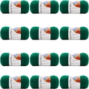 Loops & Threads Soft Classic Solid Yarn - Solid Color Yarn for Knitting, Crochet, Weaving, Arts & Crafts - Ivy, Bulk 12 Pack