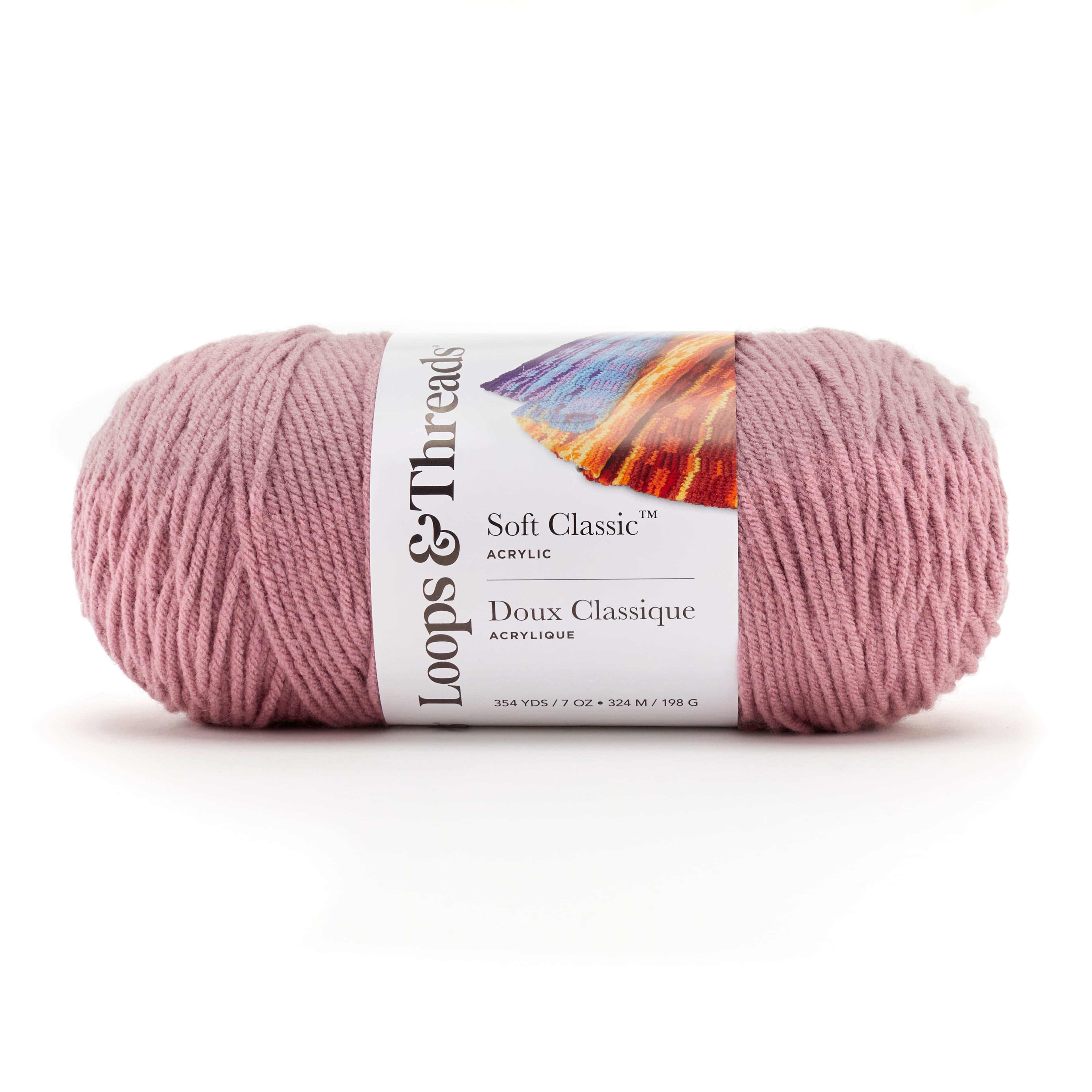 Soft Classic Solid Yarn by Loops & Threads - Solid Color Yarn for Knitting,  Crochet, Weaving, Arts & Crafts - Mauve, Bulk 12 Pack 
