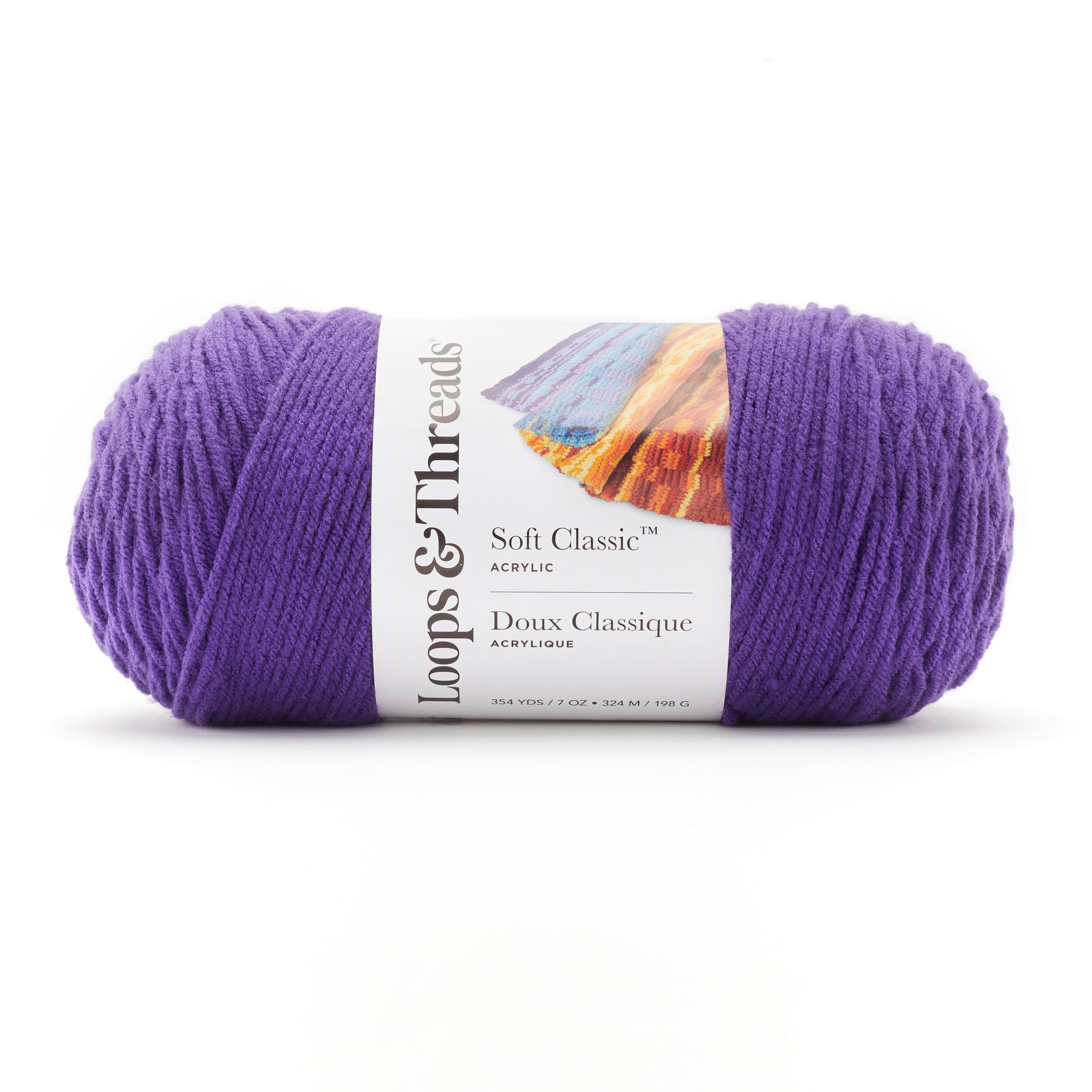 Soft Classic Solid Yarn by Loops & Threads - Solid Color Yarn for Knitting,  Crochet, Weaving, Arts & Crafts - Purple, Bulk 12 Pack 