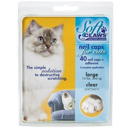 Soft Claws Nail Caps for Cats Clear [Cat, Grooming Aids] Large