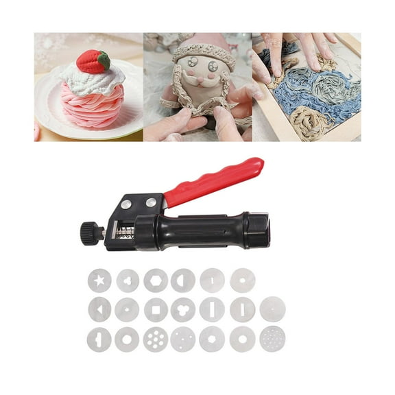Soft Clay Extruder with 20Pcs Discs Tools Sugar Paste Extruder for Sculpture