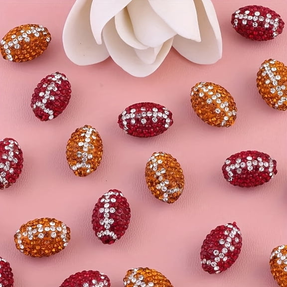 Soft Clay Rugby Ball Beads with Full Drilling - DIY Jewelry Making, Bracelet & Necklace Beads Suitable for Bead Pen Crafts, Clay Bead Charms with Straight Hole for Stringing