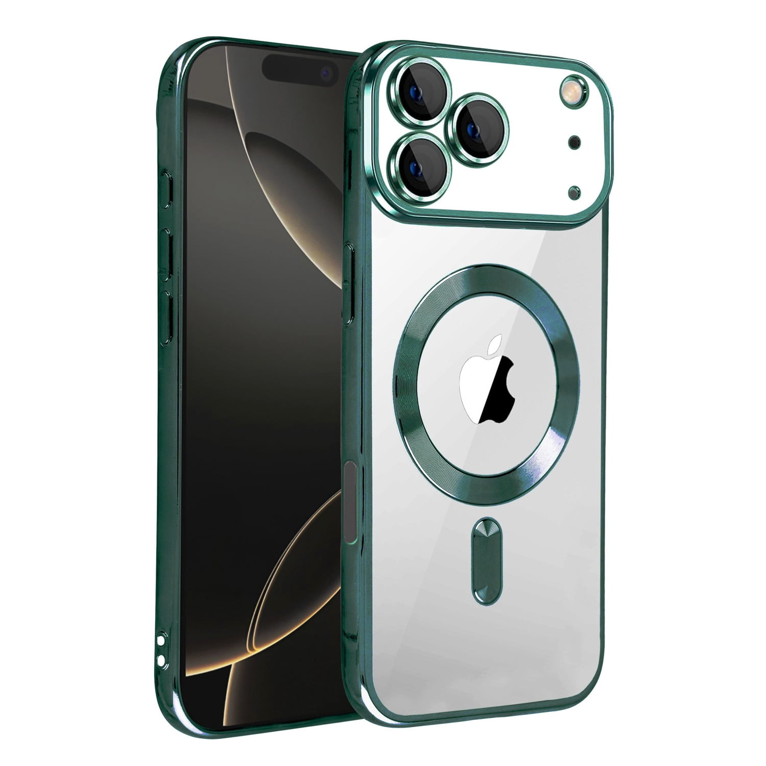 Soft Clear Wireless Compatible Case for iPhone 17 Pro Max - Dark Green