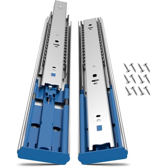 Soft Close Ball Bearing Drawer Slides 20 Inch, 5 Pairs 3-Section Full Extension Drawer Glides Heavy Duty Steel Side Mount Rails for Kitchen Cabinet,Tool Chest,Office Furniture,100 LBS