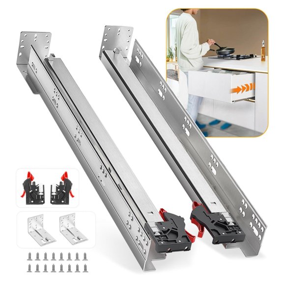 Soft Close Bottom Mount Drawer Slides 1 Pair 9 Inch For Face Frame Or Frameless Cabinets