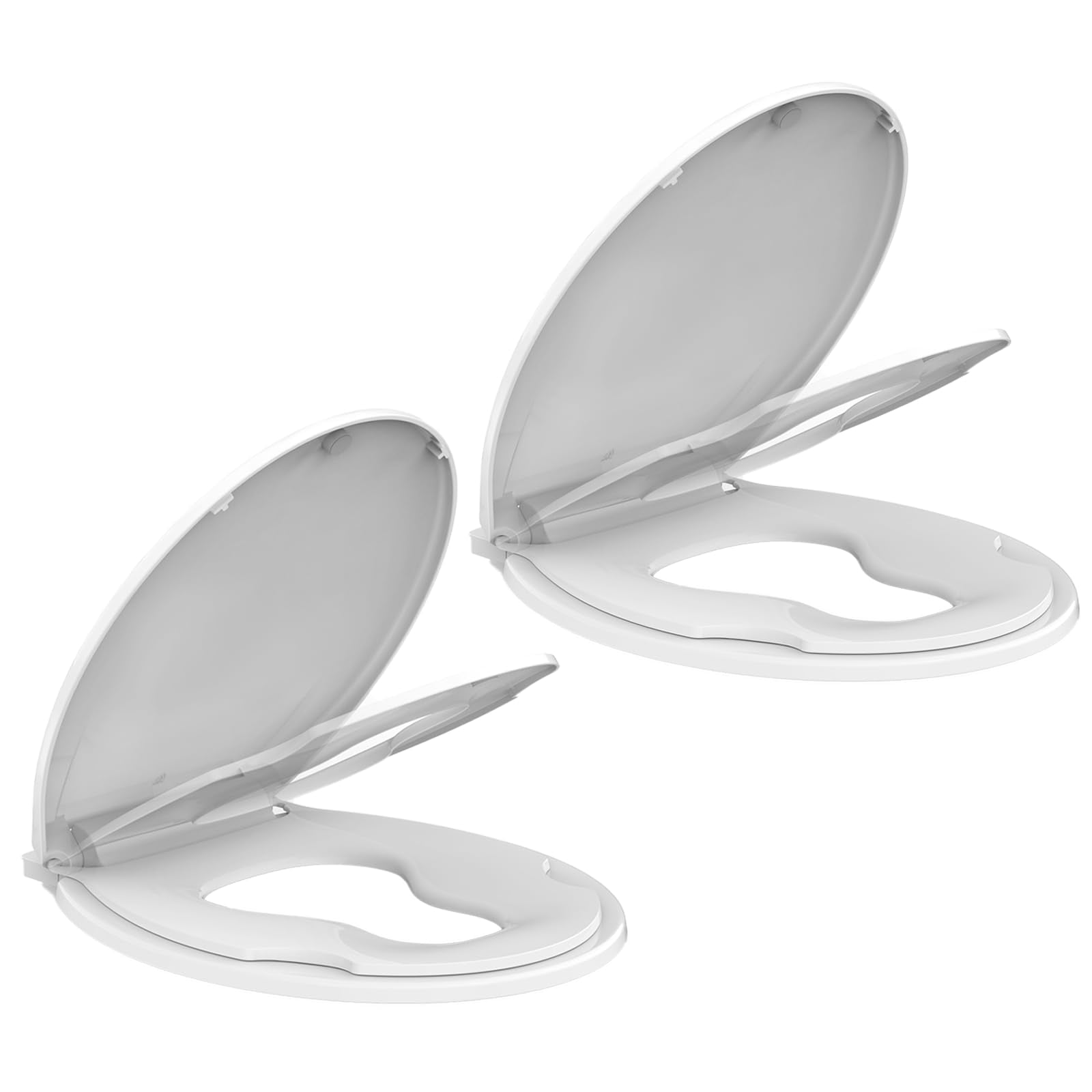 Soft Close Commercial Toilet Seat with Built-in Toddler Potty Training - No Wiggle, Durable PP, Easy Install & Clean, 17" Round, F2040S American Standard, 2 Pack, White