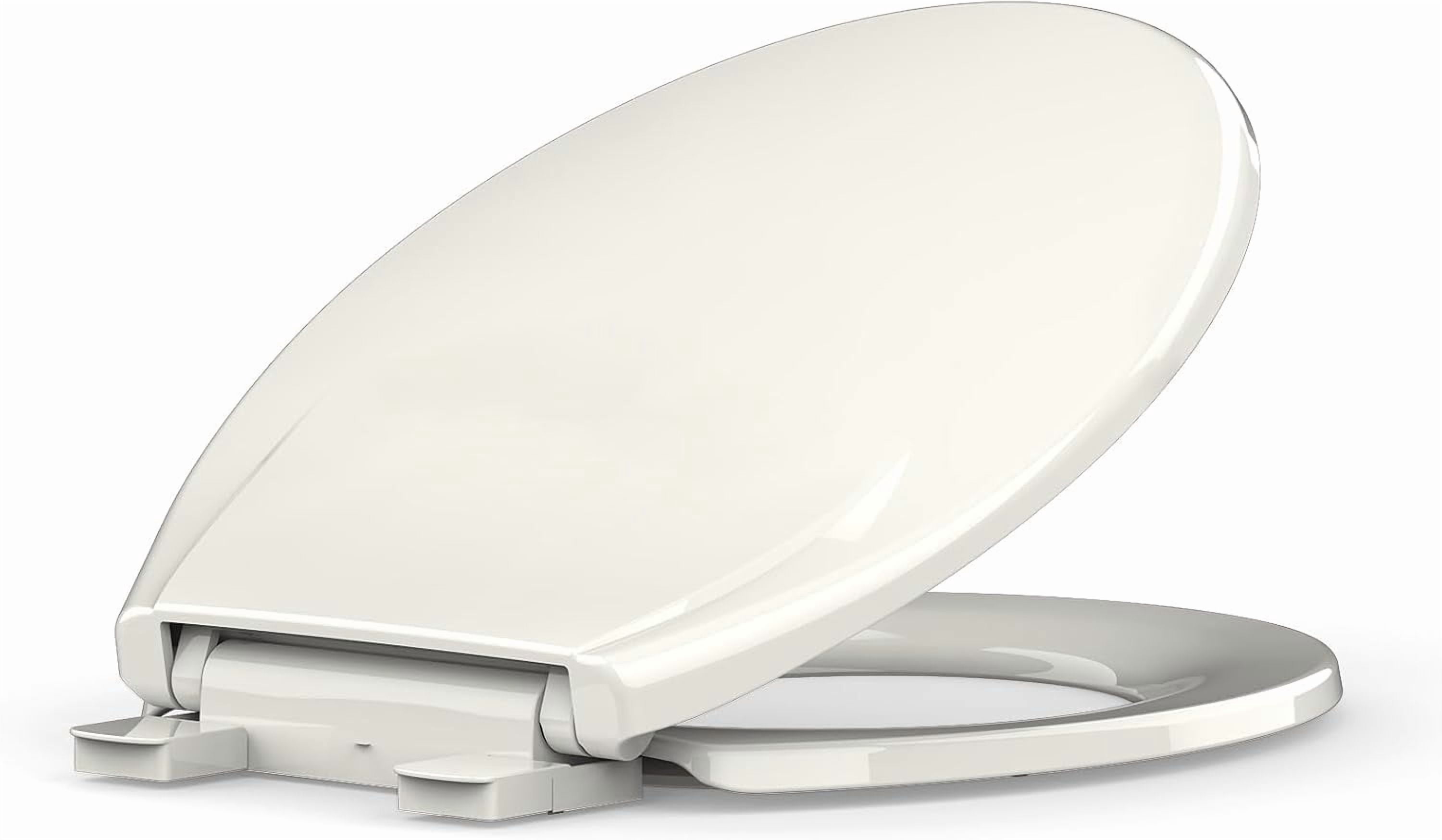 Soft Close Commercial Toilet Seat - Quiet Slow-Close Lid, Quick-Release Hinges, Mark-Resistant Polypropylene, Fits 17" Round Toilets, Grip-Tight Bumpers, Biscuit Color