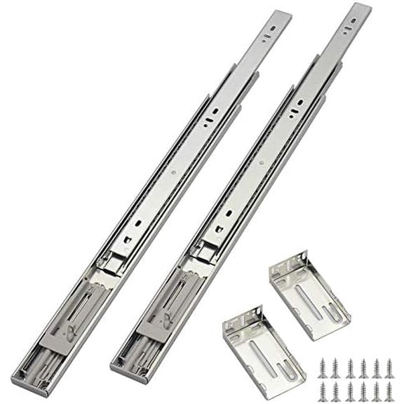 Soft Close Drawer Slides 22 Inch (1 Pair), Full Extension Ball Bearing Low Noise Drawer Slides for Cabinets with Face Frame, with Rear Mounting Brackets