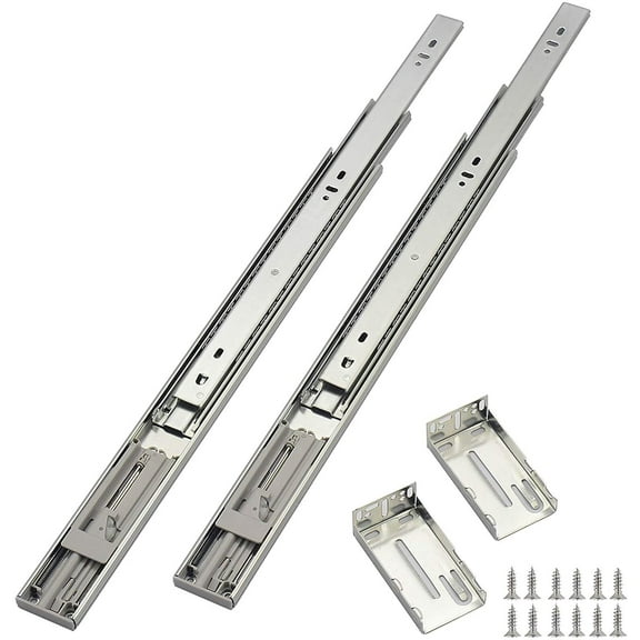 Soft Close Drawer Slides 22 Inch (1 Pair), Full Extension Ball Bearing Low Noise Drawer Slides for Cabinets with Face Frame, with Rear Mounting Brackets