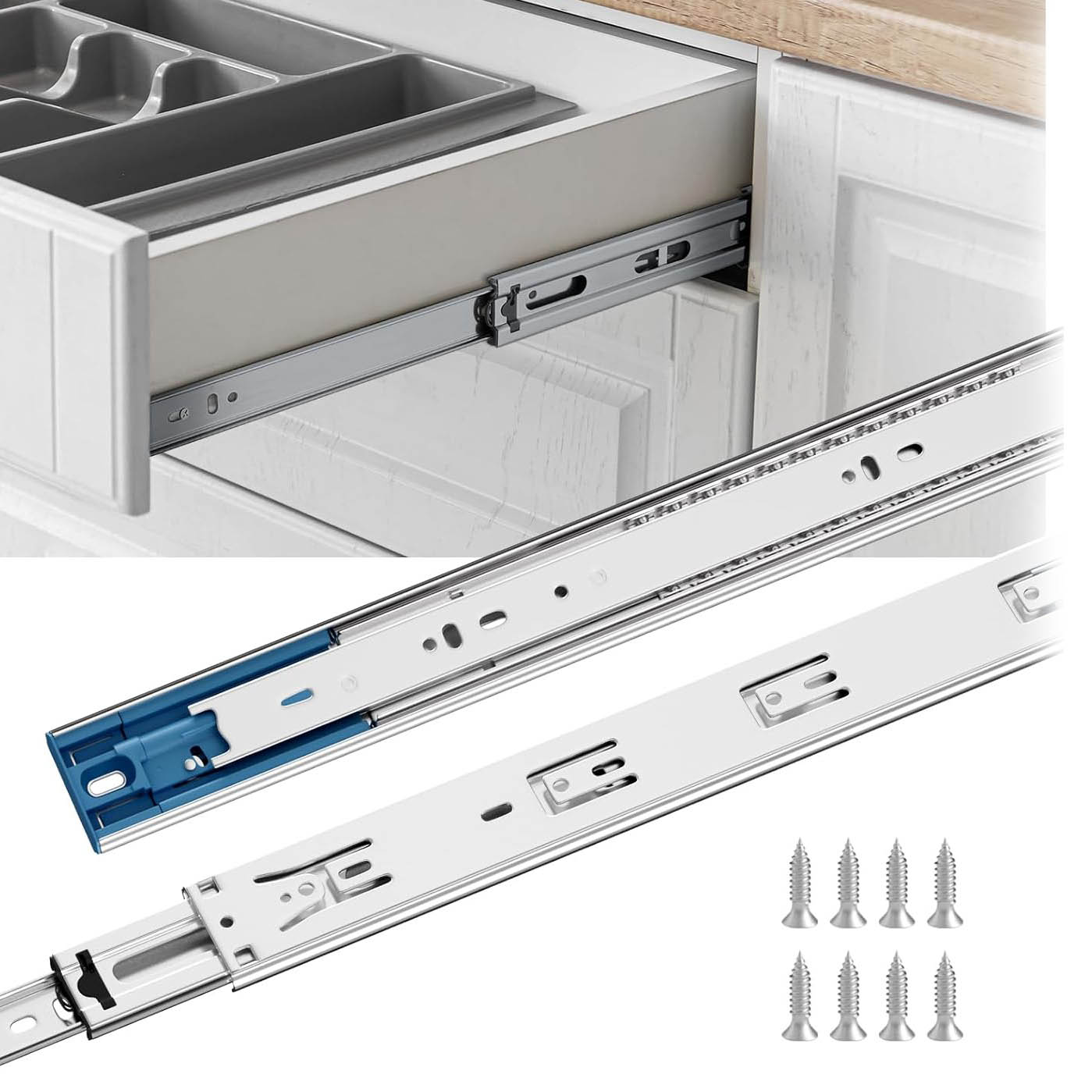 Soft Close Drawer Slides, Heavy Duty Side Mount Full Extension Ball ...