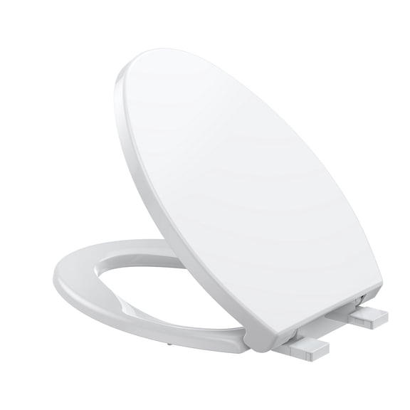 Soft Close Elongated Toilet Seat – Quick Release & Top Mount Installation – Quiet, Durable, Easy to Clean – Global Fit for Most American Standard Toilets – 19" All White Plain Cover
