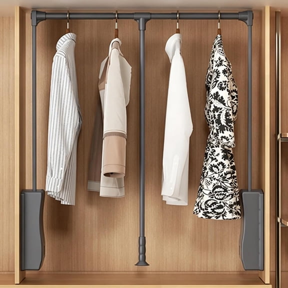 Soft-Close Pull Down Closet Rod, Stainless Steel Wardrobe Lifts,Adjustable 21-47 Inch Chrome Polished Side Mounted Rail Organizer for Hanging Clothes